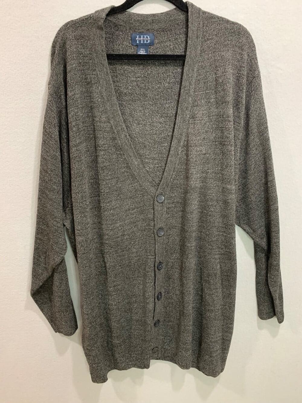 Size 5XL Harbor Bay Mens New Gray Cardigan Soft Lightweight